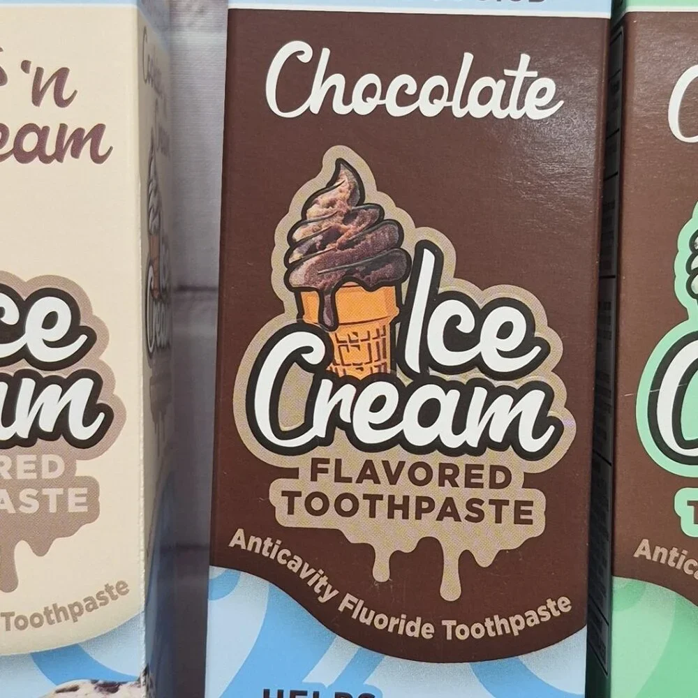 4x Brush Buddies Ice Cream Flavored Toothpaste Cookie Vanilla Mint Chocolate 🍫